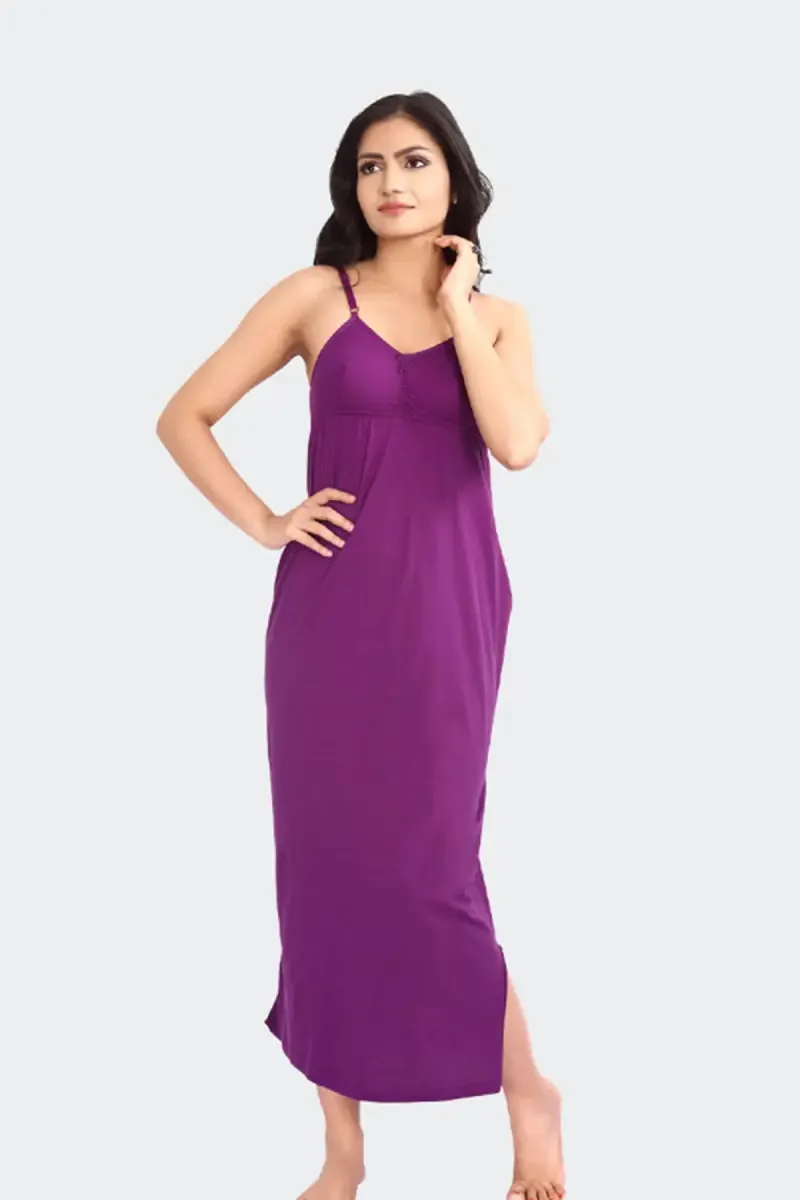 Prithvi Cup Nighty Long Camisole Nighty for Women 029637VIOL
