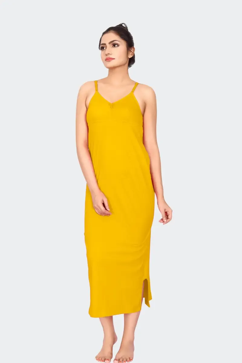 Prithvi Cup Nighty Long Camisole Nighty for Women 029637YELL