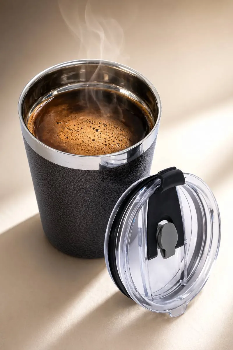 PddFalcon Stainless Steel Poppy Cup with Lid - 300ml