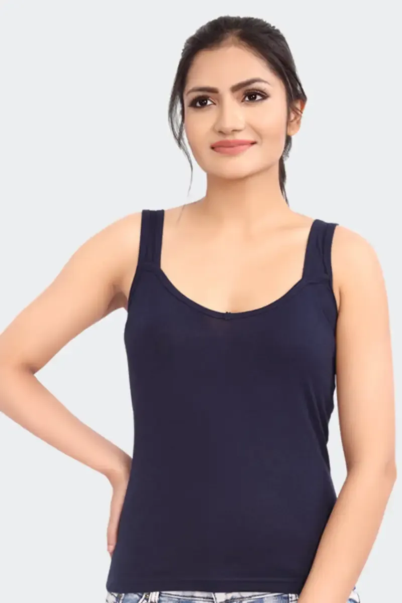 Prithvi Lotus Pure Cotton Camisole for Women 029729NAVBLU75