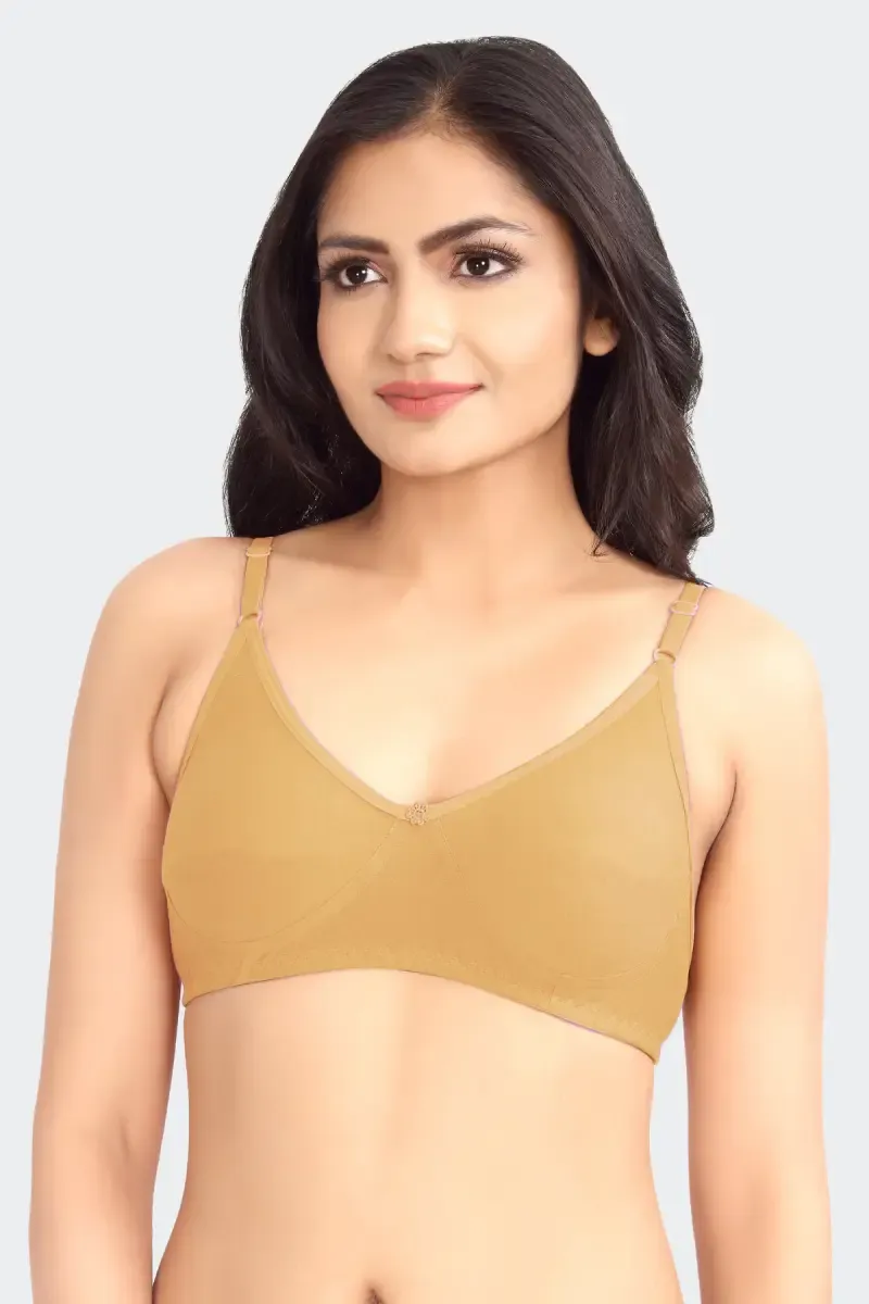Prithvi Lucky Cotton Solid Seamless Bra for Women 029761BEI32