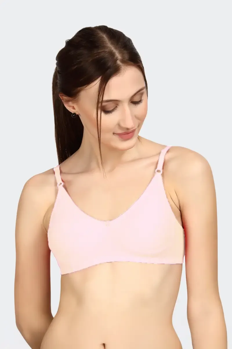 Prithvi Lucky Cotton Solid Seamless Bra for Women 029761PEA40