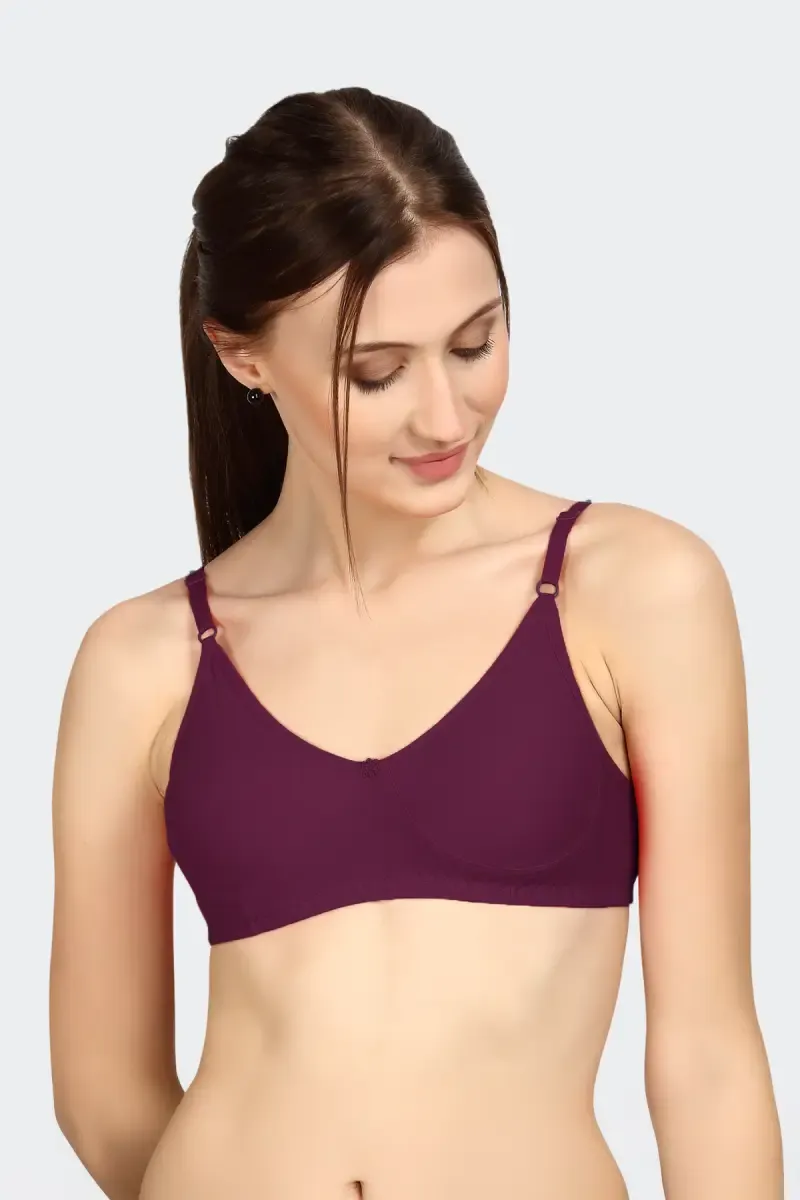 Prithvi Lucky Cotton Solid Seamless Bra for Women 029761PUR40
