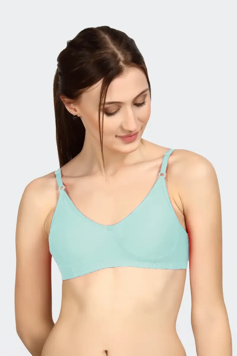 Prithvi Lucky Cotton Solid Seamless Bra for Women 029761SEAGRE38