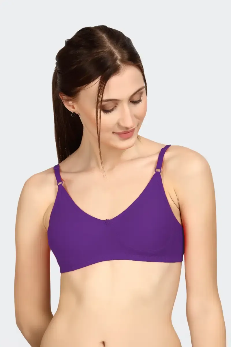 Prithvi Lucky Cotton Solid Seamless Bra for Women 029761VIO40
