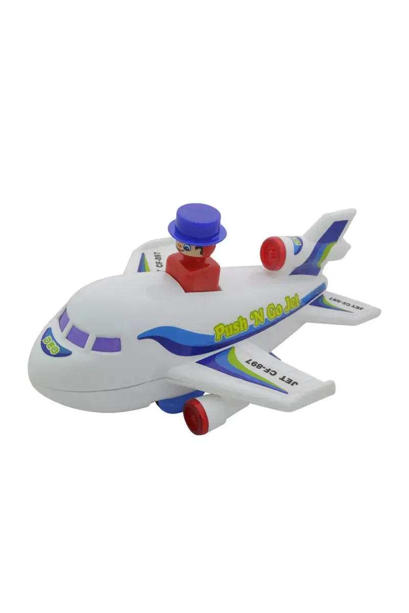 Lovely Toys Push N Go Jet Toy For Kids (White & Red) 029766WHI&RED2