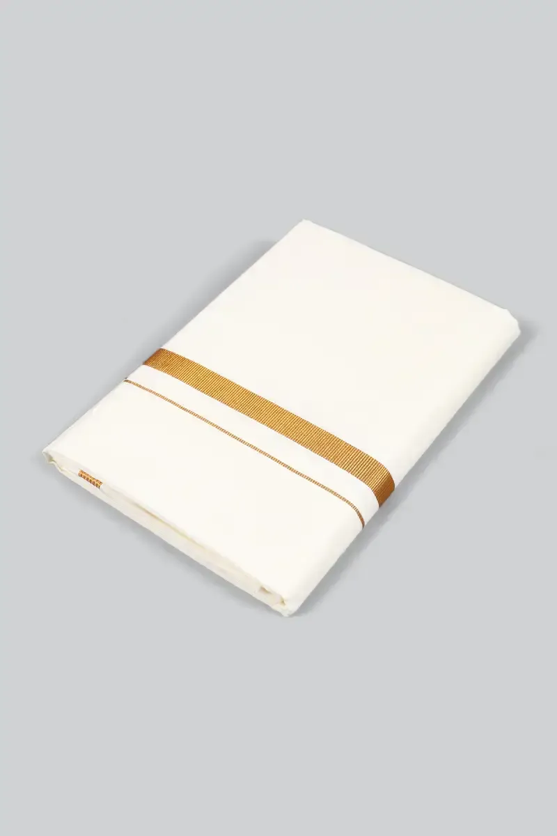 Men's Gold Zari Border Cotton Dhoti