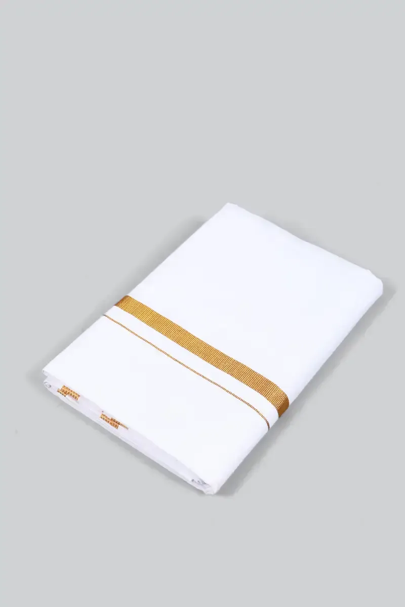 Men's Gold Zari Border Cotton Dhoti 