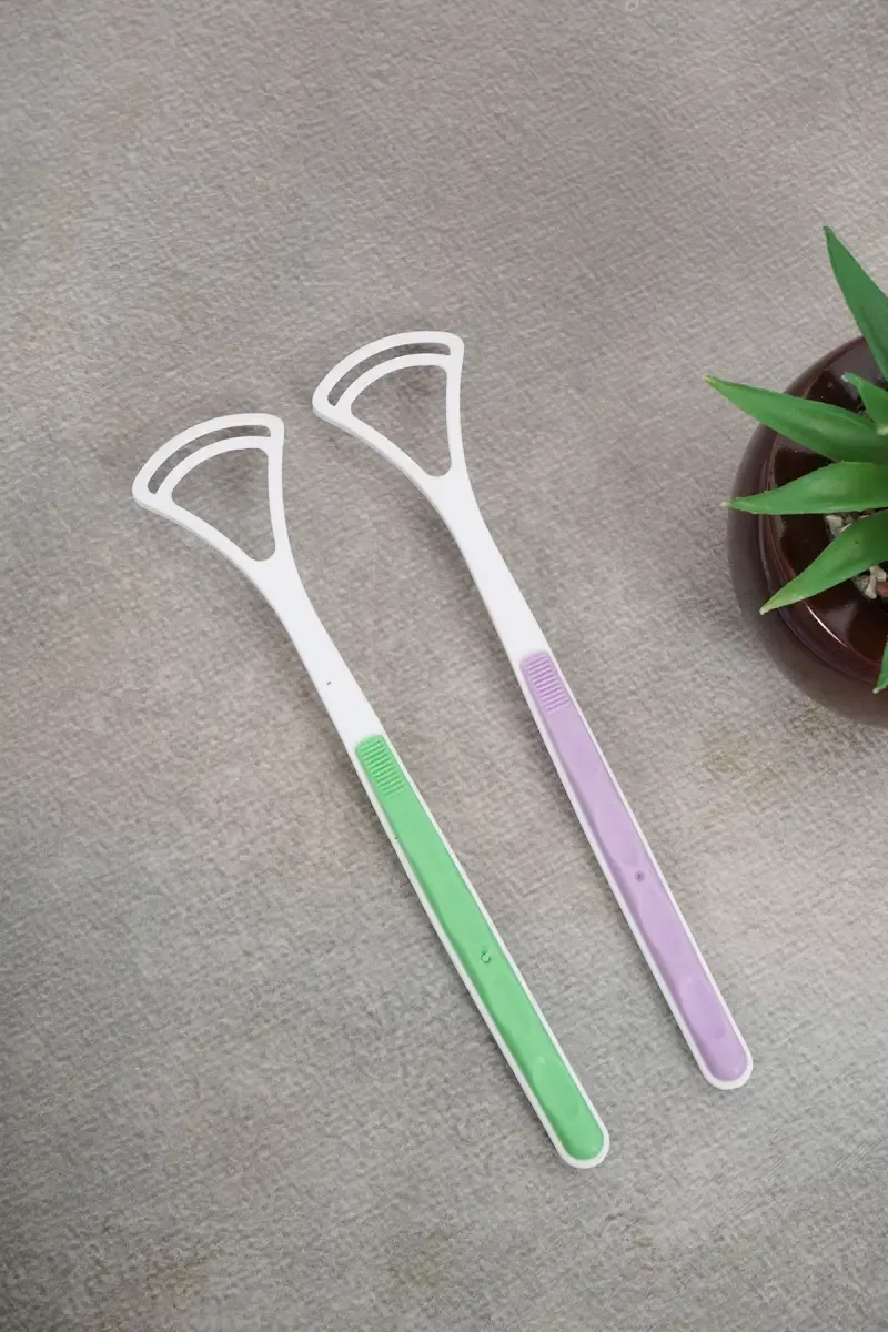 DR.ZARVA Tongue Cleaner (Green & Purple)- Pack of 2 (Design May Vary) 029858GRE&PUR