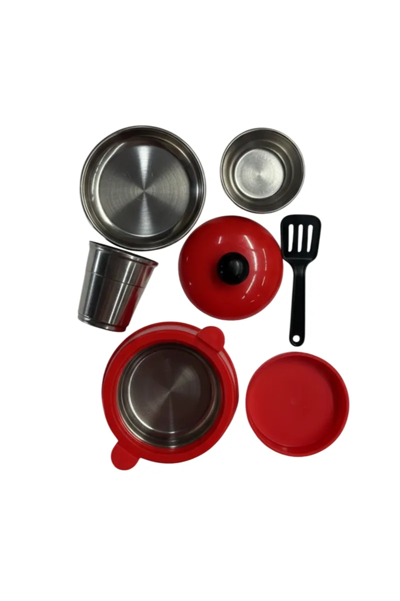 Stainless Steel Kitchen Toy Set for Kids - (Red)