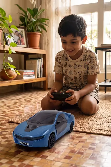 3D Light Remote Car for Kids - (Blue)