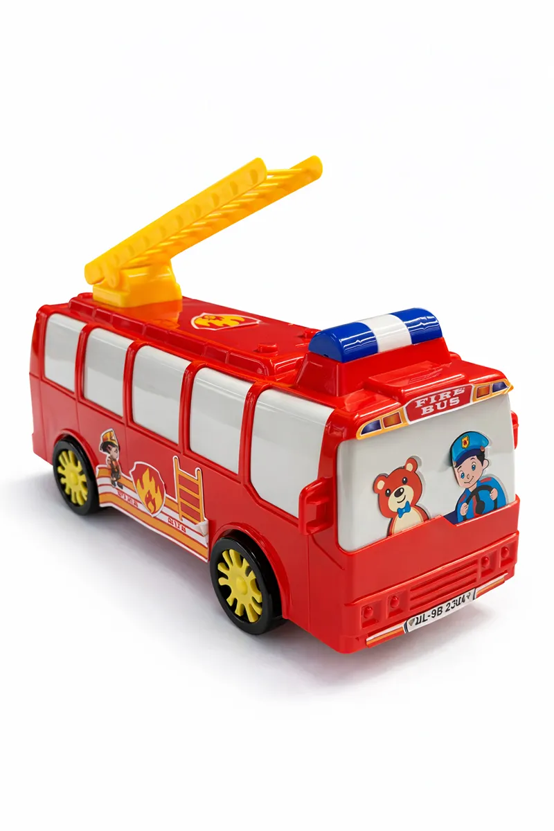 Fire Bus Friction Powered Toy Ladder Fire Engine Bus
