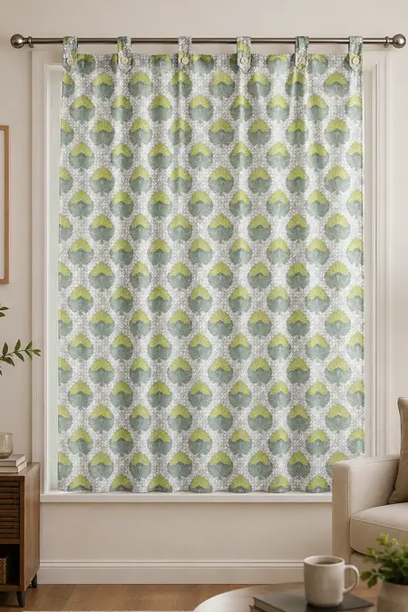 Polyester Printed Window Curtain, Kalai Cotton - 5x4 Feet (Approx) 029986WIN5FEEGRE