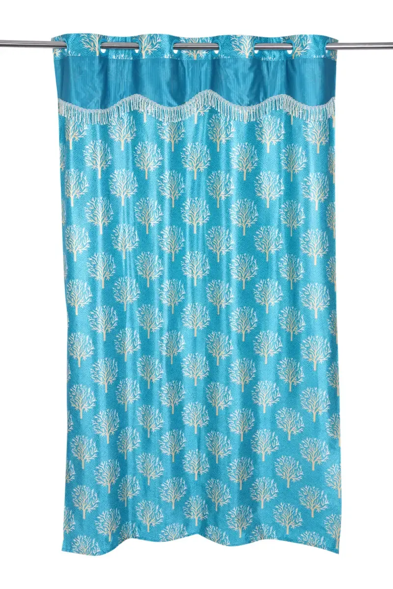 Polyester Printed Door Curtain, Kalai Cotton - 7x4 Feet (Approx) 029987DOO(7FEEBLU 029987DOO7FEEBLU