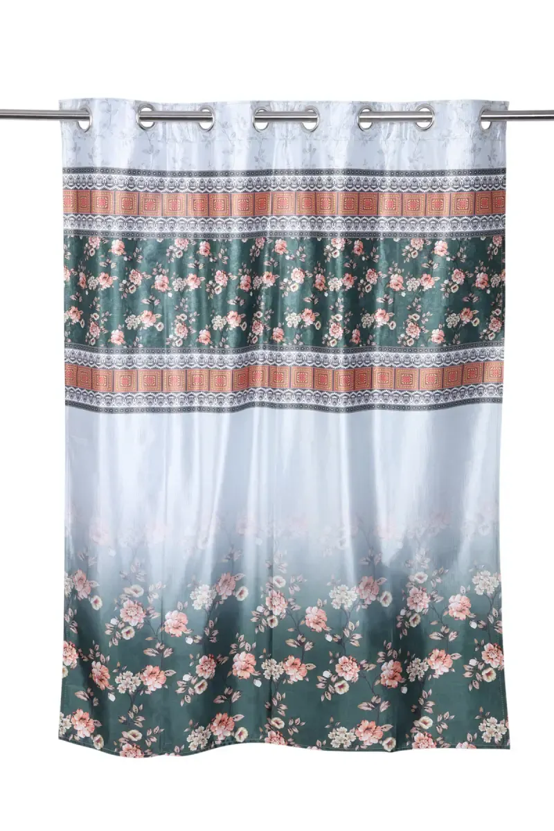 Polyester Floral Window Curtain, Kalai Cotton - 5x4 Feet (Approx) 029988WIN(5FEEGRE 029988WIN5FEEGRE