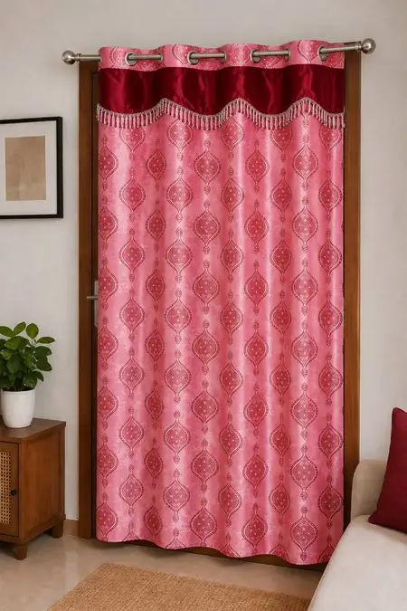 Polyester Printed Door Curtain with Eyelet Rings - 7 x 4 Feet (Approx)