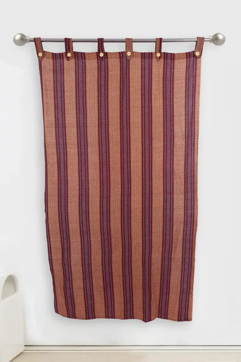 Cotton Striped Window Curtain, Kalai Cotton - 5x4 Feet (Approx) 029993WIN(5FEEBRO 029993WIN5FEEBRO