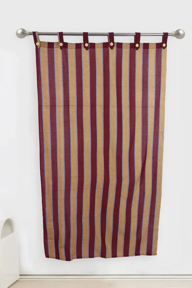 Cotton Striped Window Curtain, Kalai Cotton - 5x4 Feet (Approx)