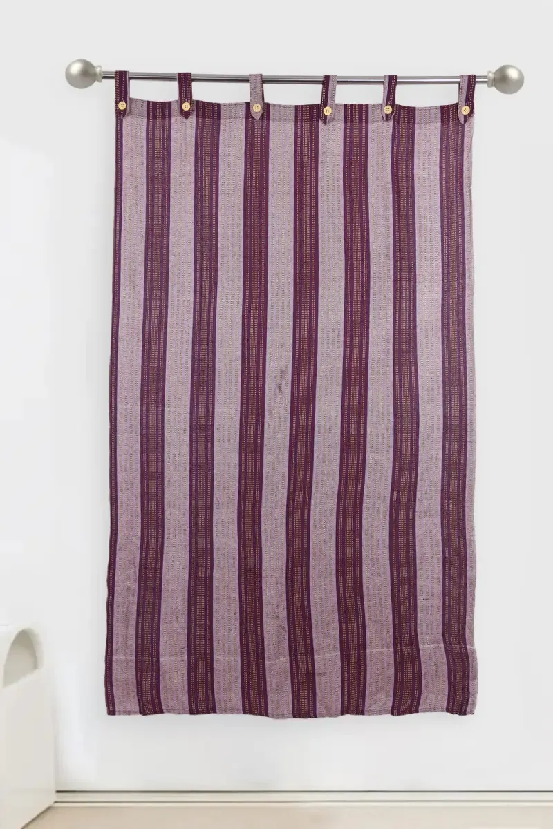 Cotton Striped Window Curtain, Kalai Cotton - 5x4 Feet (Approx)