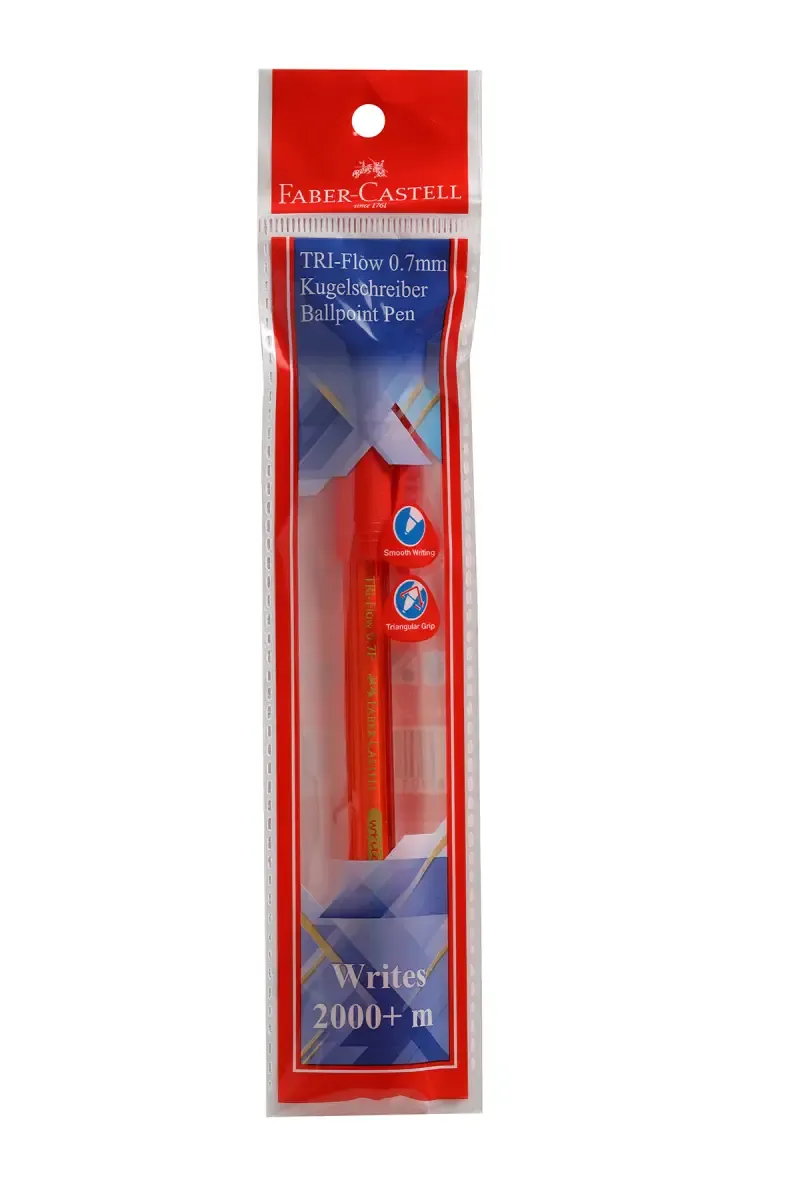 Faber-Castell Tri-Flow Ball Point Pen (Red) - Pack of 1
