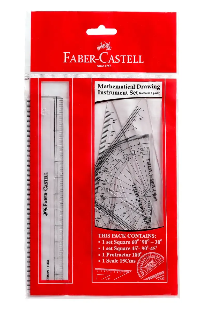 Faber Castell Mathematical Drawing Instrument Set (Pack of 1)- Transparent