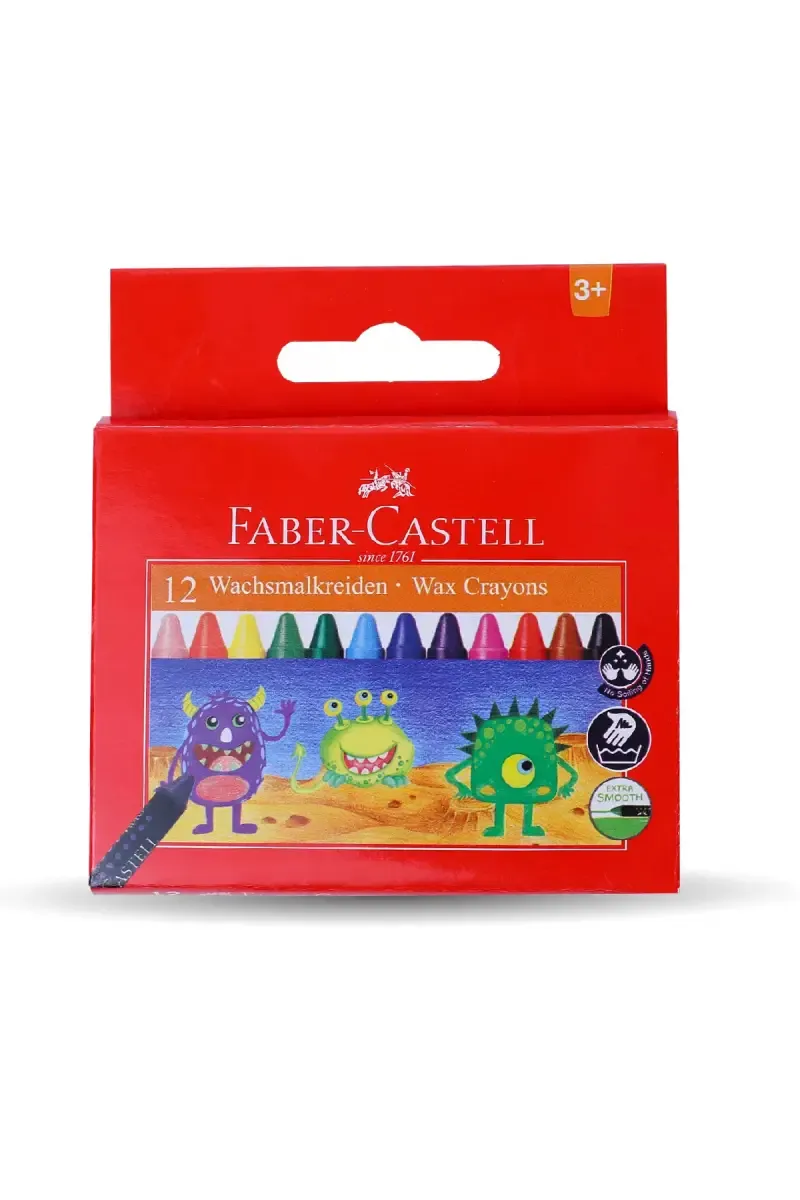 Faber Castell 16 Shades Wax Crayons Regular Long – 75 mm (Multicolor)