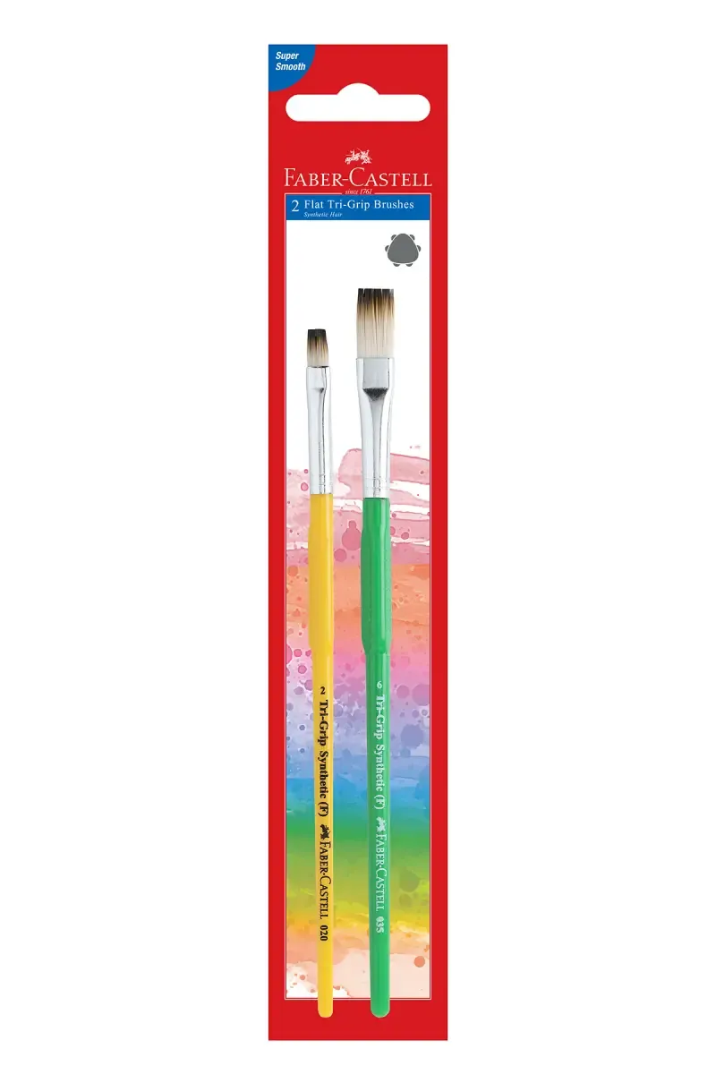 Faber Castell Flat Tri-Grip Brushes (Multicolor, Pack of 2)