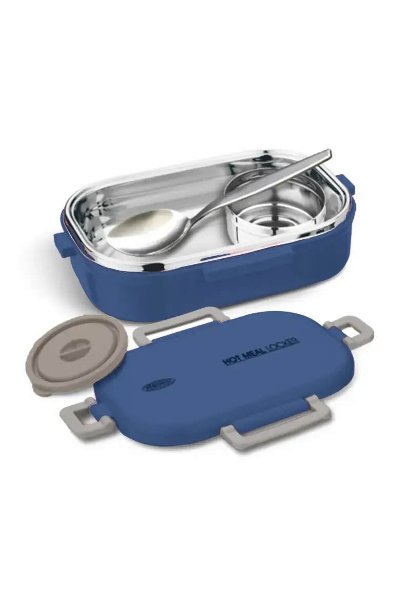 Asian Plastic & Stainless Steel Lunch Box Set - 500 ML 030114BLU2