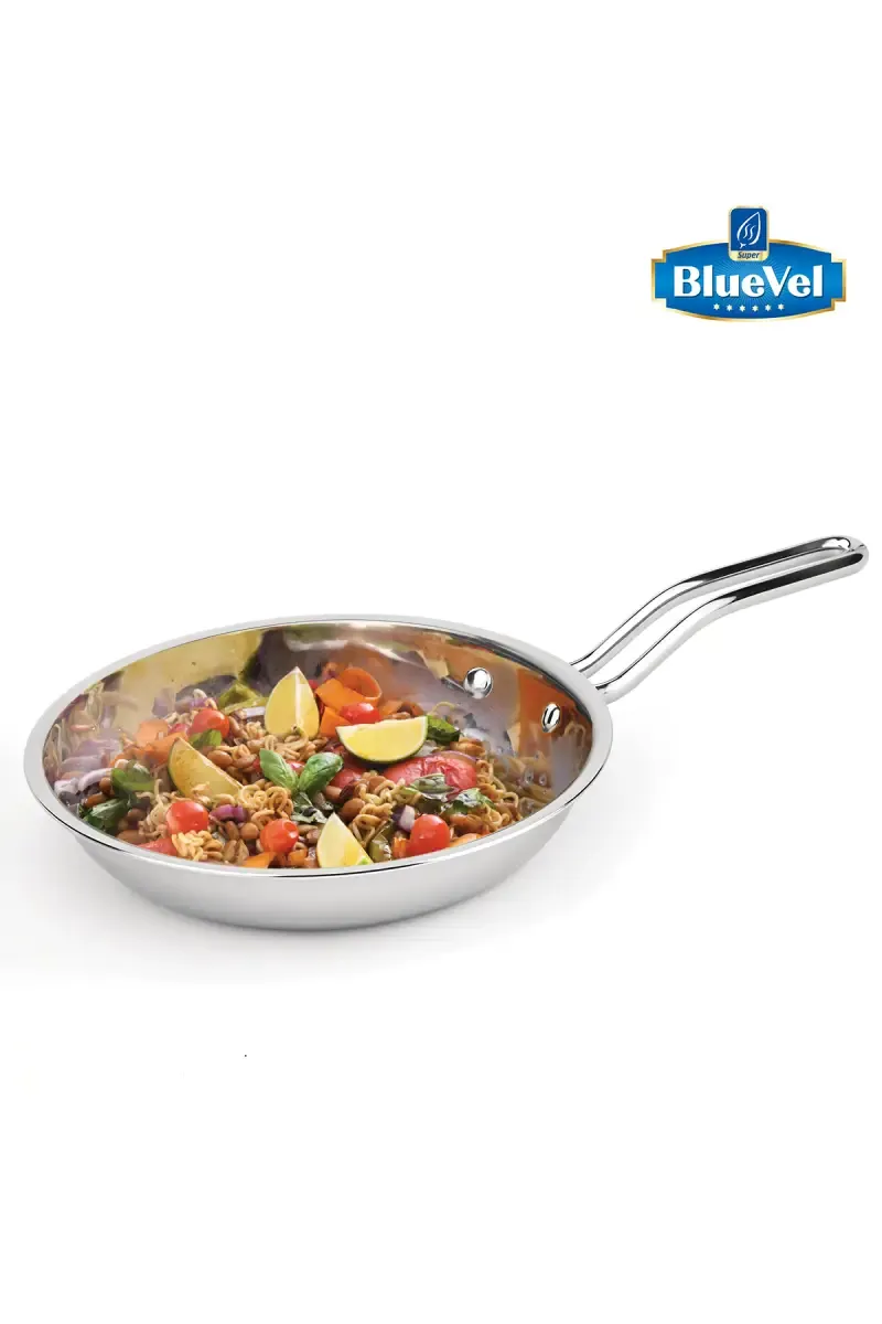 Bluevel Triply Stainless Steel Fry Pan, 22 Cm, 1L, Premium Quality, 3 Layer Thick Body, 100% Toxin-Free, Naturally Non-Stick, Induction & Gas,