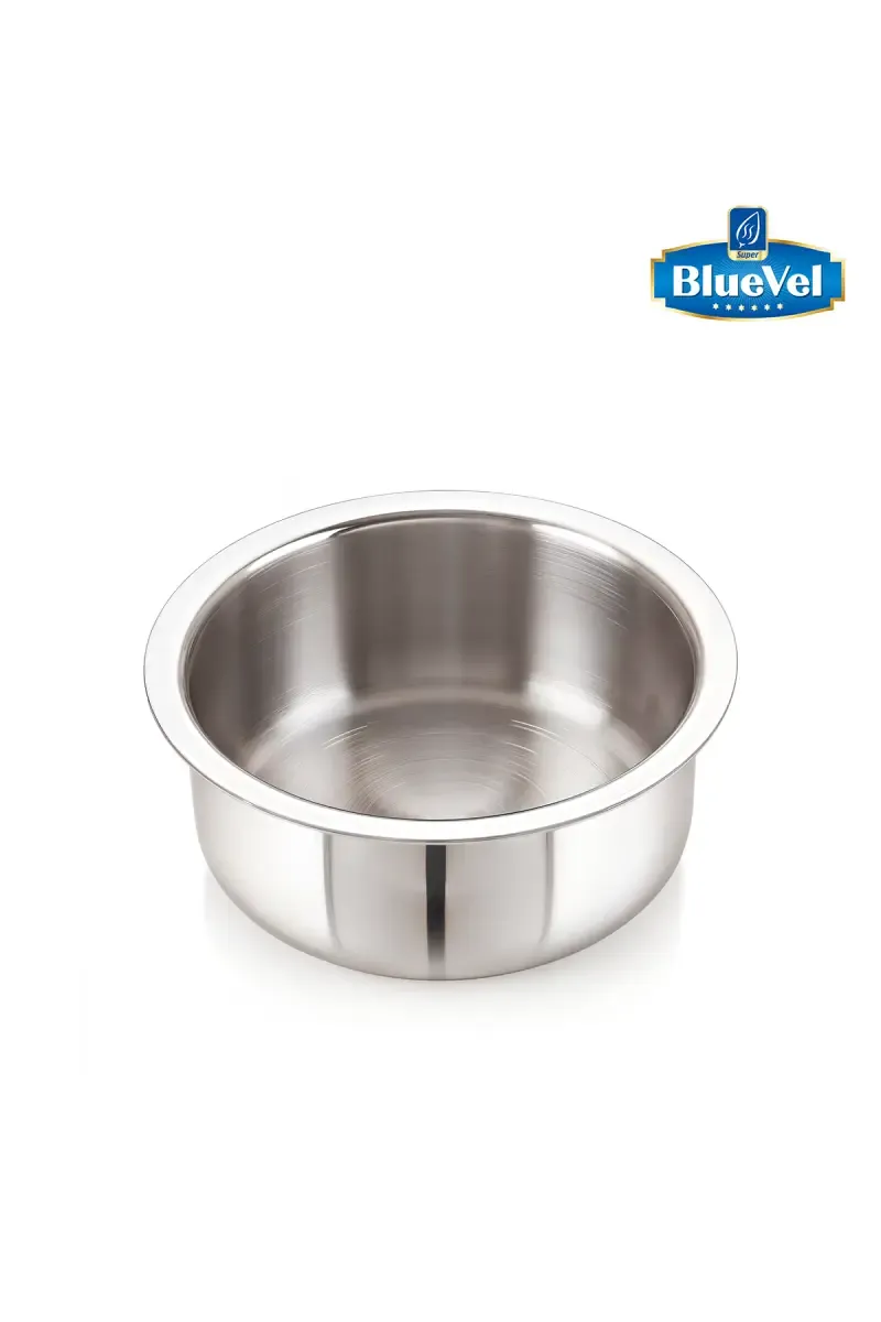 Bluevel Triply Stainless Steel Tope/Tapeli/Bhagona/Patila, 14 Cm, 1L, Premium Quality, 3 Layer Thick Body, 100% Toxin-Free, Induction & Gas,