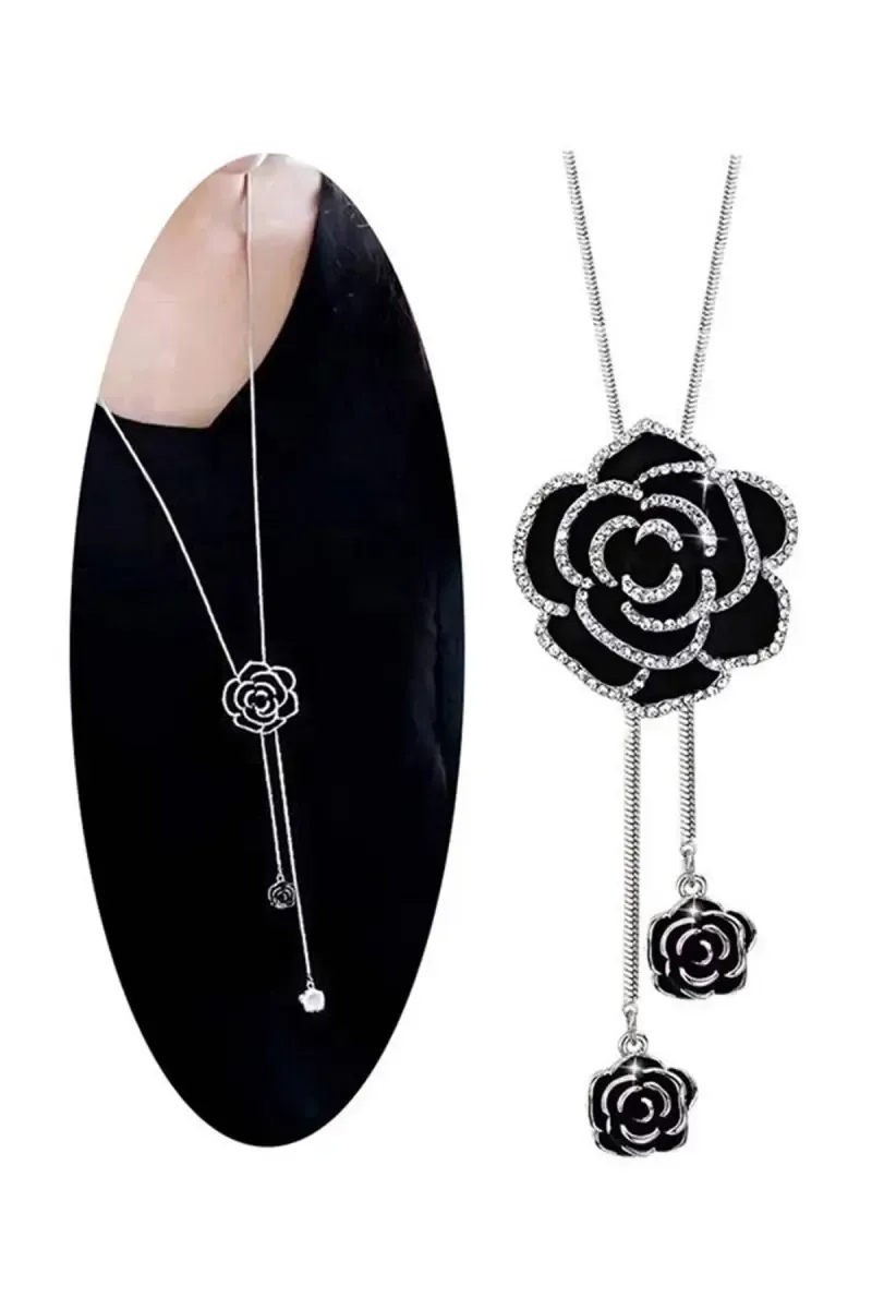 Adjustable Rose Pendant Necklace for Girls & Women