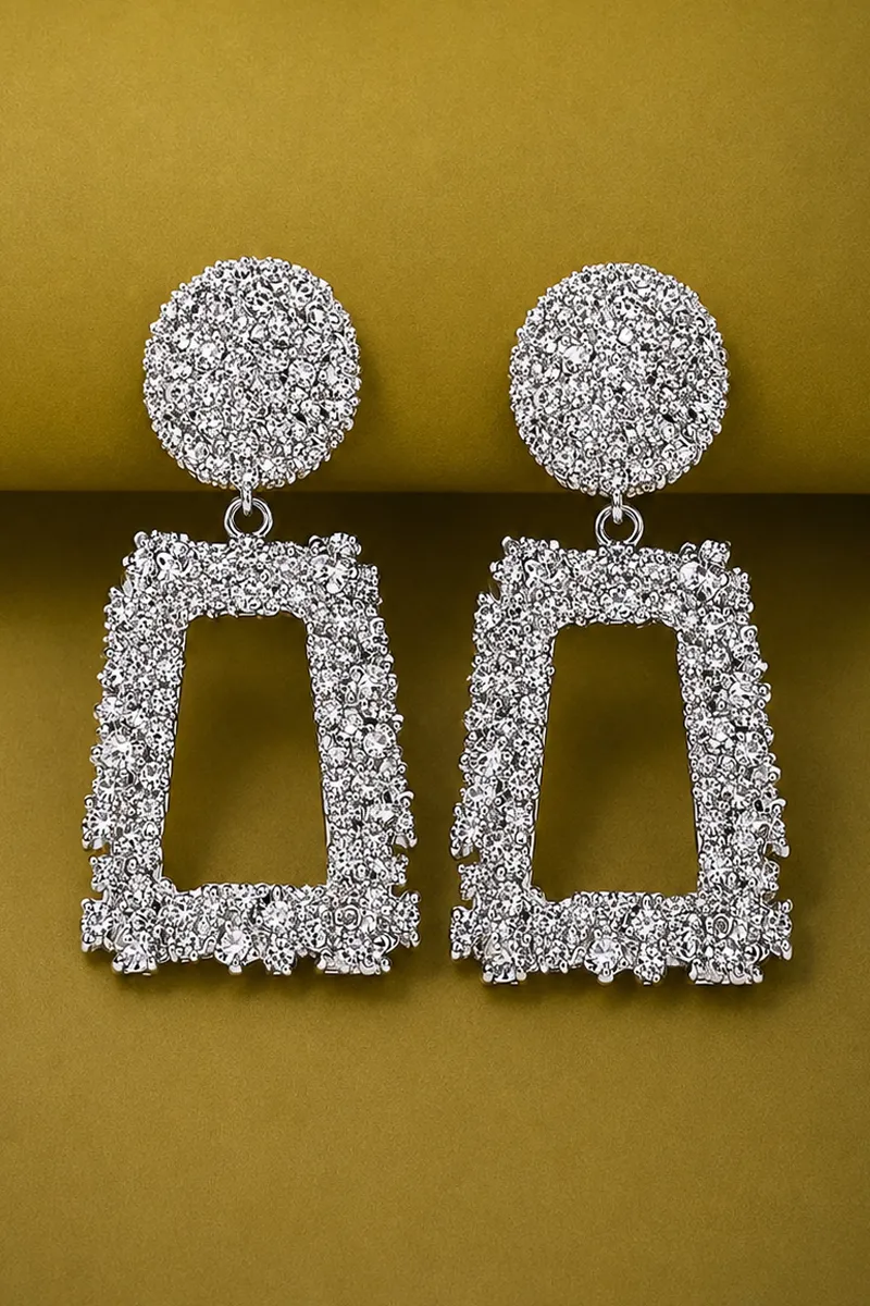 Celebrity Inspired Handmade Dangle Earrings for Girls & Women (Silver)