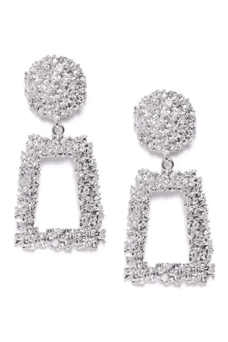 Celebrity Inspired Handmade Dangle Earrings for Girls & Women (Silver) 030143SIL1