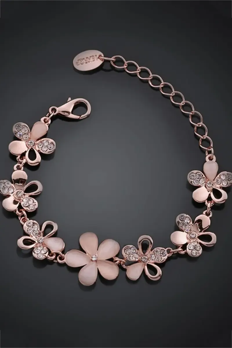 Elegant Rose Gold Floral Bracelet for Girls & Women
