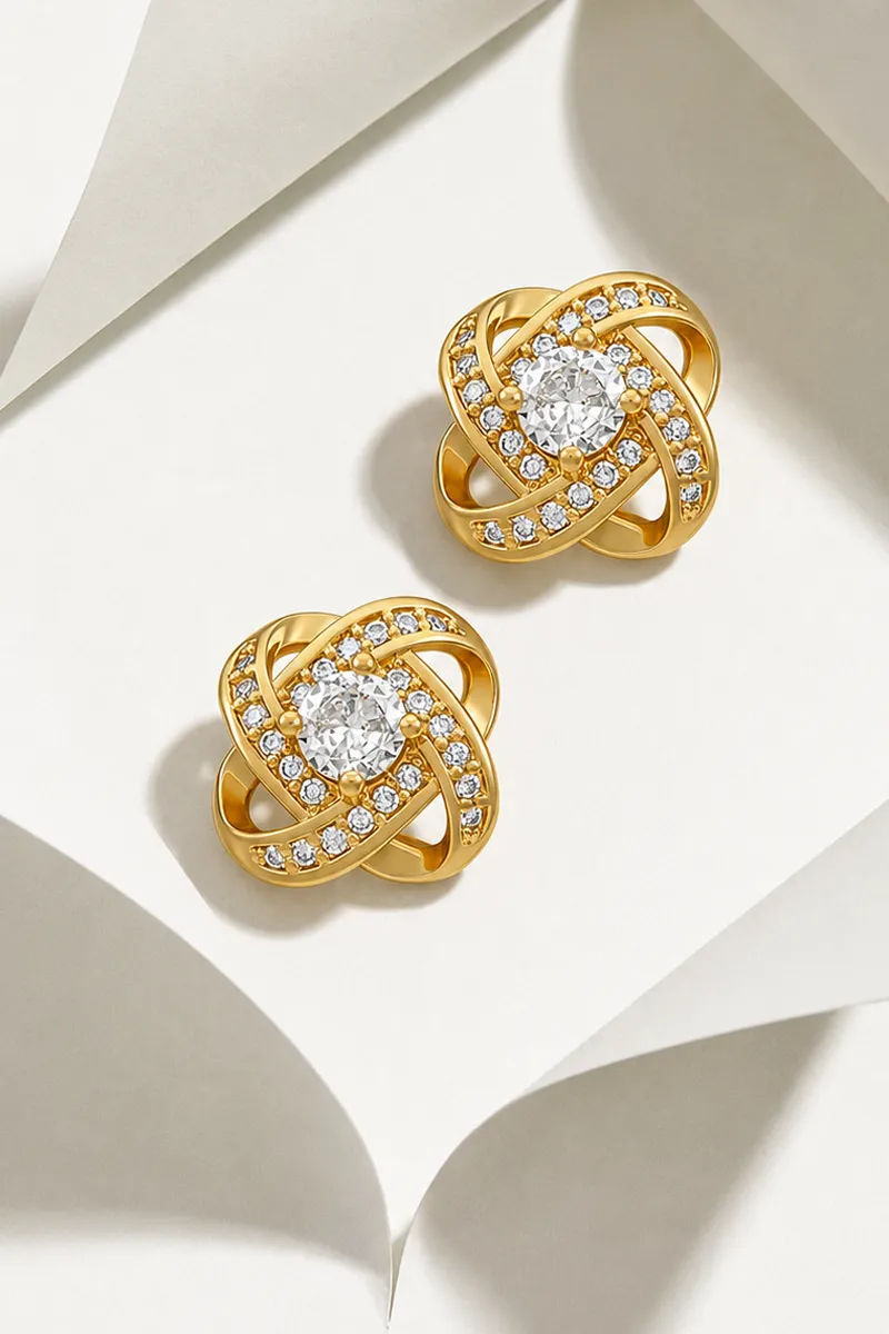 Dainty Crystal Knot Earrings for Girls & Women