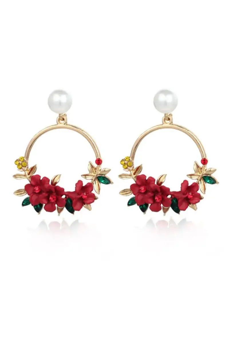 Gold Plated Pearl Flower Resin Earrings for Girls & Women