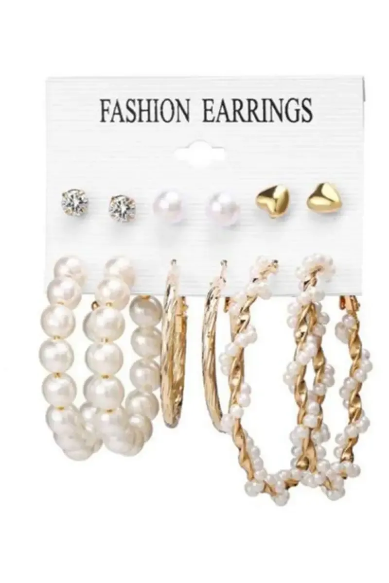 Set of 6 Gold Plated Earrings for Girls & Women