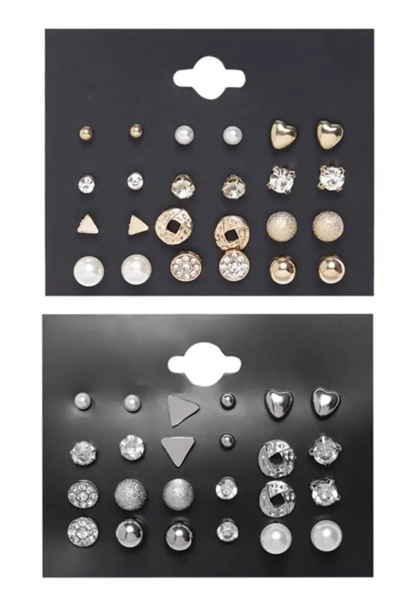  Combo of 24 Gold & Silver Plated Stud Earrings for Girls & Women