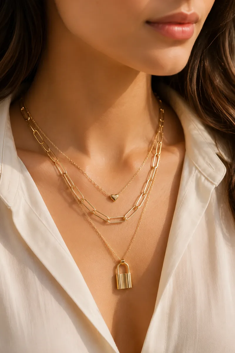 Trendy Gold Plated Multi Layer Necklace for Girls & Women