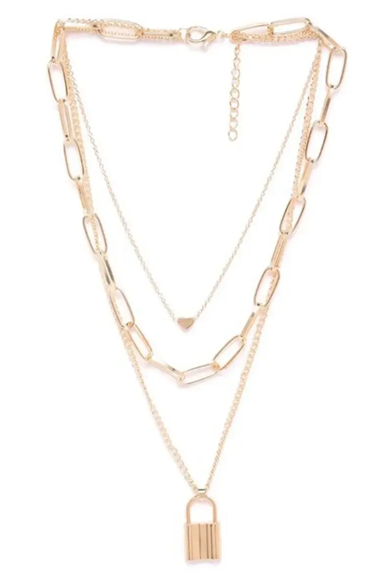 Trendy Gold Plated Multi Layer Necklace for Girls & Women