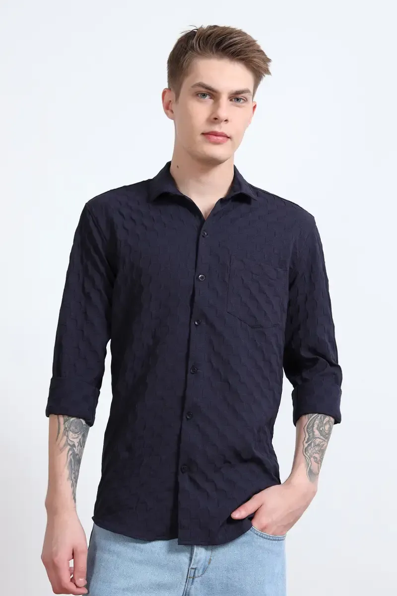 Men's Popcorn Textured Casual Shirt