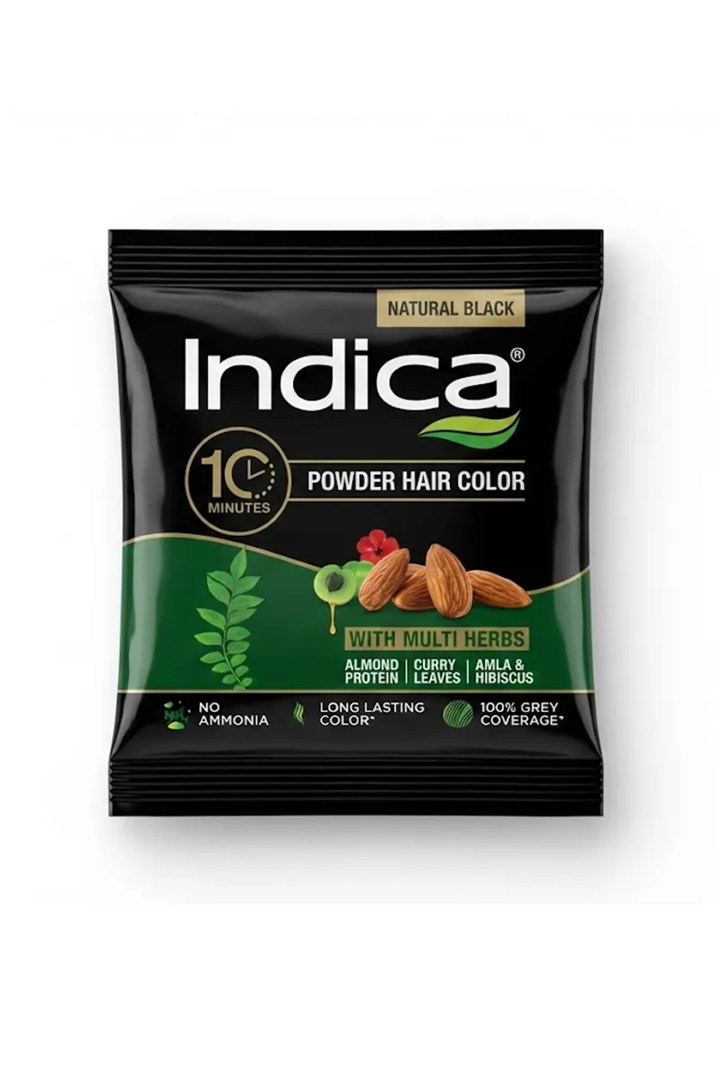 Indica Natural Black Powder Hair Color with Multi Herbs- 5g