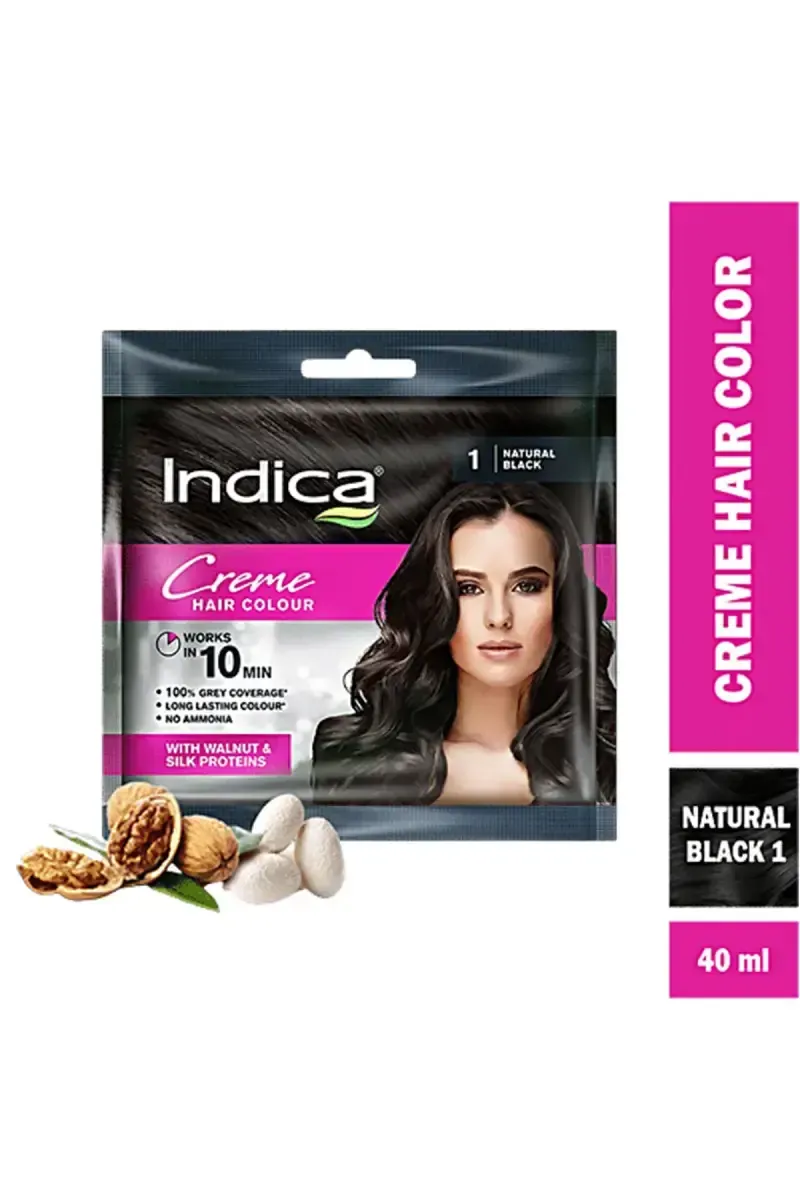 Indica Creme Natural Black Hair Colour- 40ml 