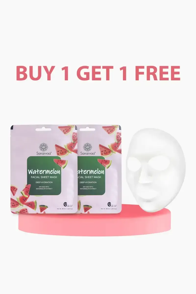 Sanarvaa Watermelon Facial Sheet Mask - 60ml (Buy 1 Get 1 Free)