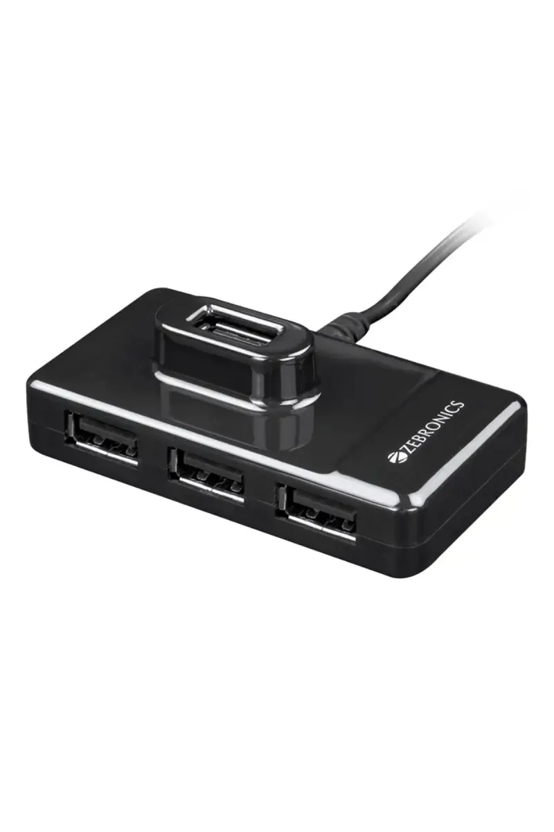 Zebronics 100HB 4 in 1 USB Multiport Adapter with 4 USB Ports, Compact Design, Power Adapter (Black)