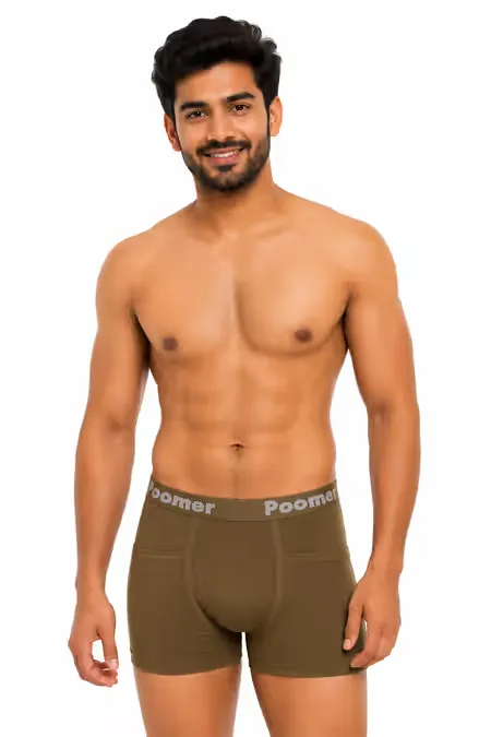 Men's Cotton Trunks with Pockets 030397GRE952