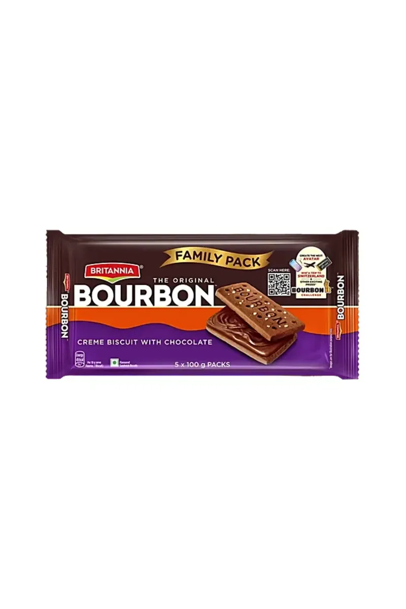 Britannia The Original Bourbon Creme Biscuit  with Chocolate - 5 * 100g