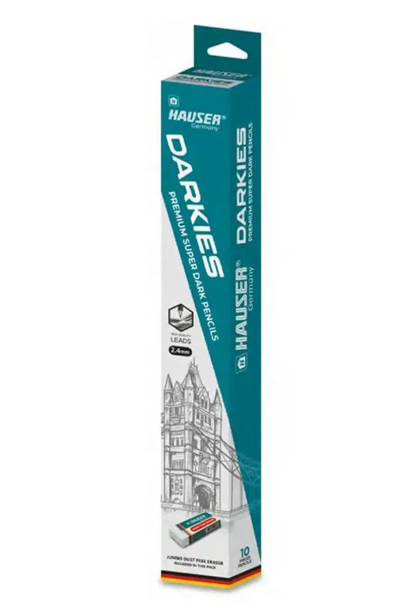 Hauser Darkies Super Dark Graphite Pencils, 2.4 mm Lead - Pack of 10