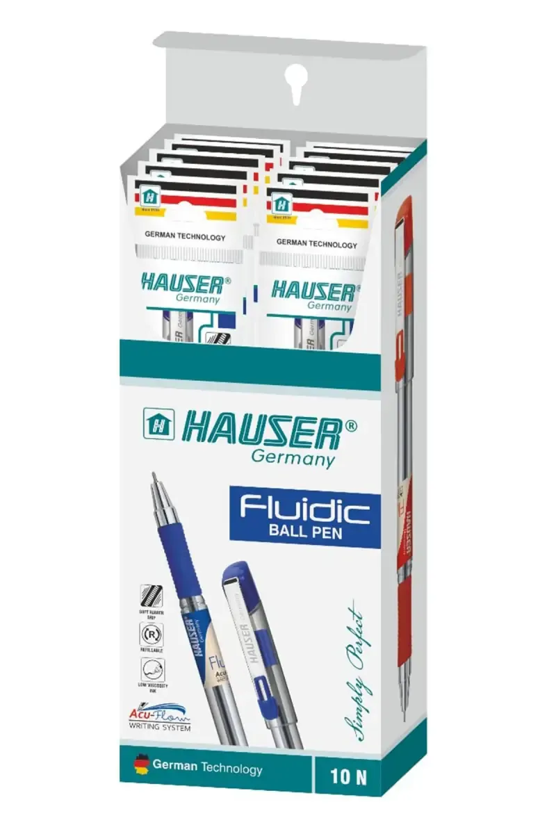 Hauser Fluidic Ball Pen (Blue) – Pack of 10 