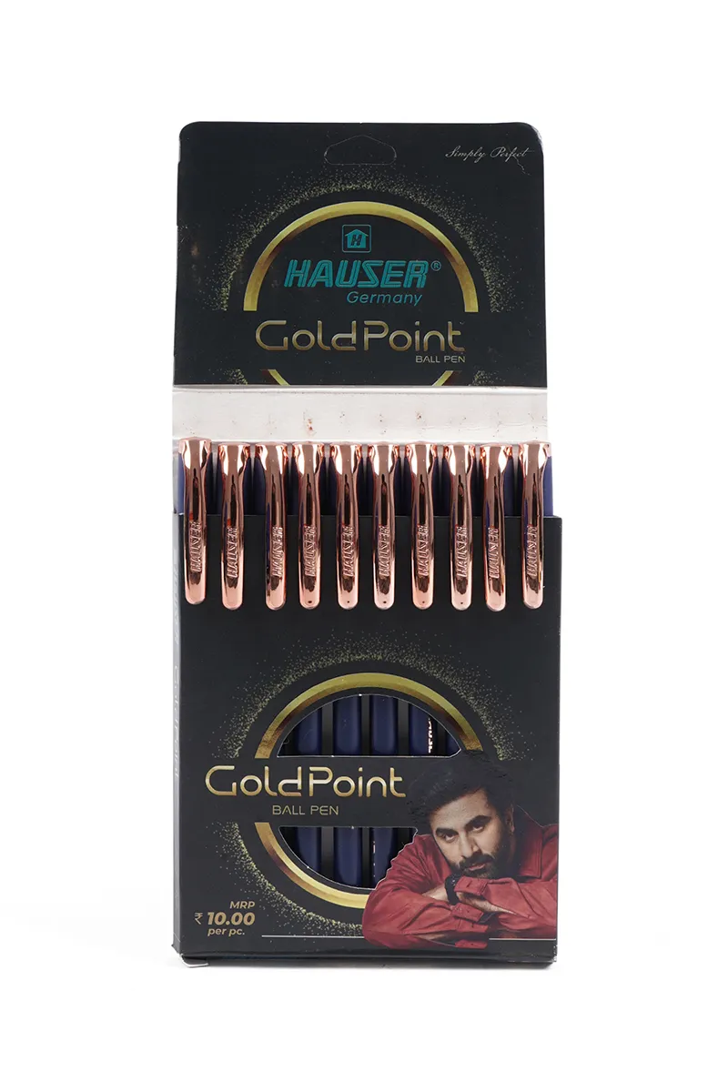 Hauser Gold Point Ball Pen (Blue) - Pack of 10